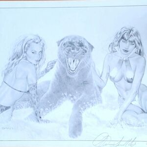 Vampirella y Pantha Sexy Litho Sketch Art Print por Louis Small 12 X 17 Singned.